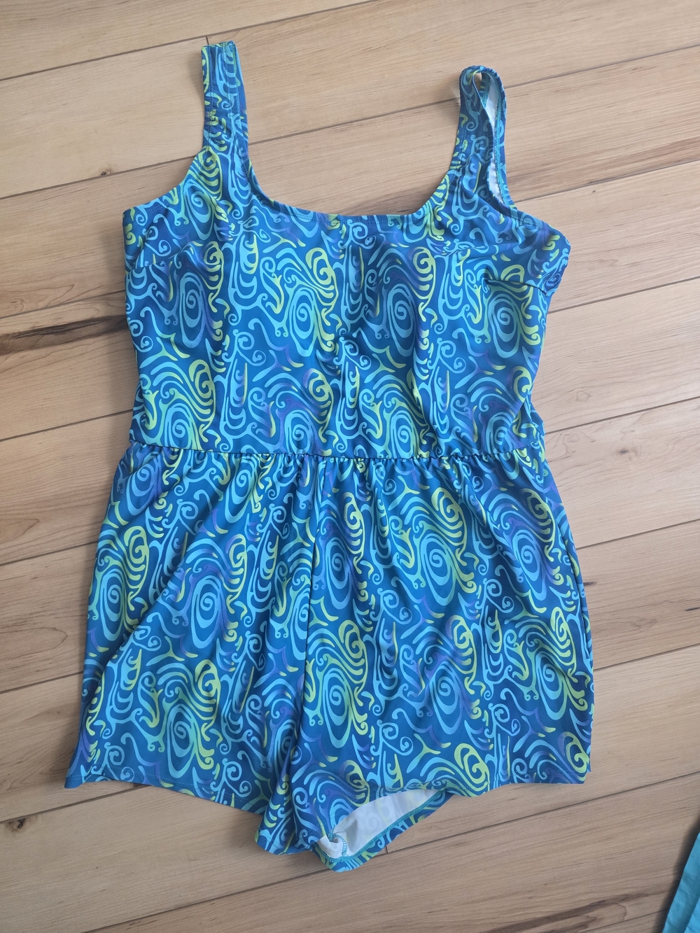 Blair Blue & Lime Swirl Girls' Romper Swimsuit